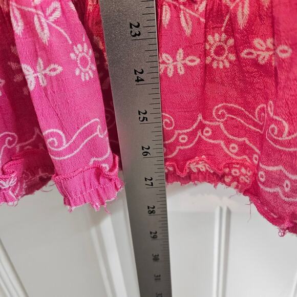 Y2K Mile Gabriella Peasant Skirt Womens Size XL Pink Floral Pink Boho Ruffles - Picture 7 of 10